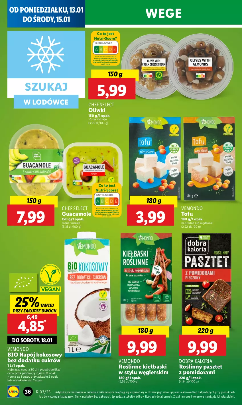 Gazetka promocyjna Lidl - GAZETKA - ważna 13.01 do 15.01.2025 - strona 40 - produkty: Amol, Kokos, Napój, Oliwki, Pasztet, Roślinne kiełbaski, Tofu