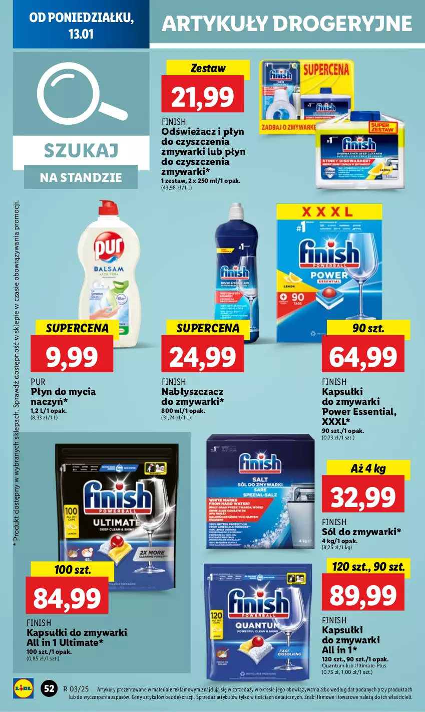 Gazetka promocyjna Lidl - GAZETKA - ważna 13.01 do 15.01.2025 - strona 58 - produkty: Do mycia naczyń, Finish, Płyn do mycia, Płyn do mycia naczyń, Pur, Sól, Zmywarki