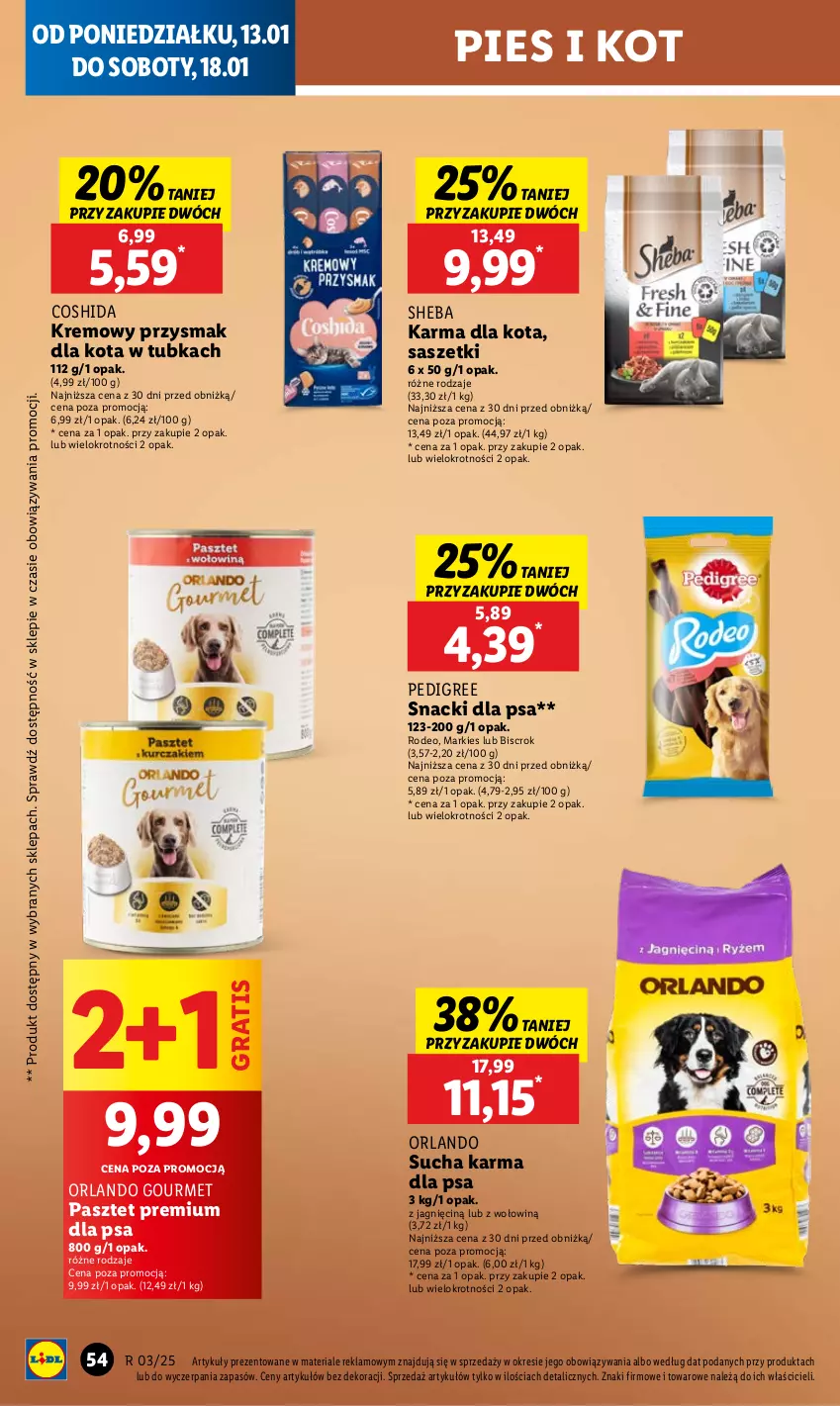 Gazetka promocyjna Lidl - GAZETKA - ważna 13.01 do 15.01.2025 - strona 60 - produkty: Gra, Pasztet, Pedigree, Przysmak dla kota, Sheba, Sucha karma