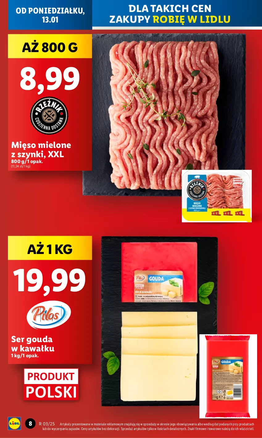 Gazetka promocyjna Lidl - GAZETKA - ważna 13.01 do 15.01.2025 - strona 8 - produkty: Gouda, Kawa, Mięso, Mięso mielone, Mięso mielone z szynki, Ser