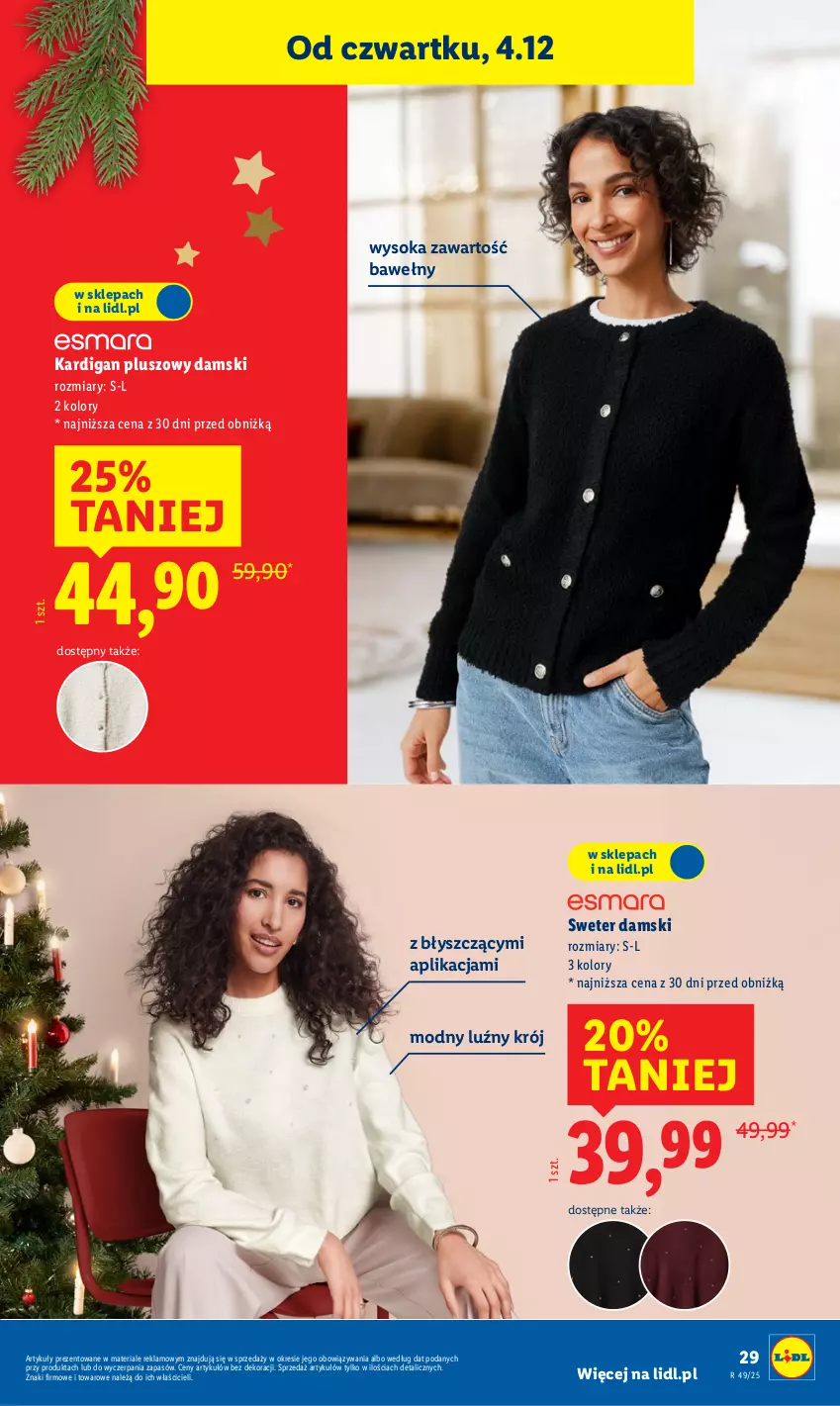 Gazetka promocyjna Lidl - GAZETKA - ważna 01.12 do 07.12.2025 - strona 35 - produkty: Kardigan, Sok, Sweter