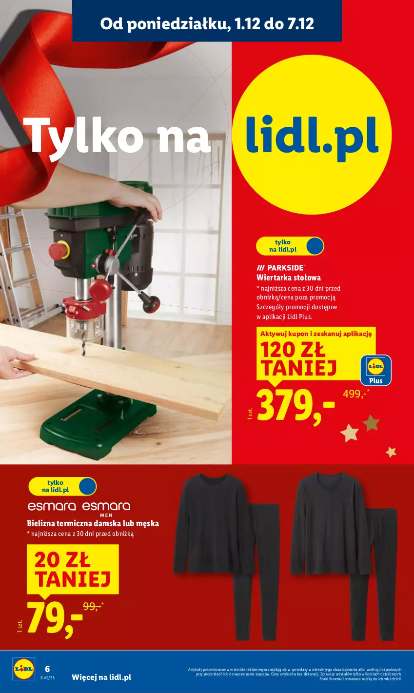 Gazetka promocyjna Lidl - GAZETKA - ważna 01.12 do 07.12.2025 - strona 6 - produkty: Bielizna, Tarka, Wiertarka