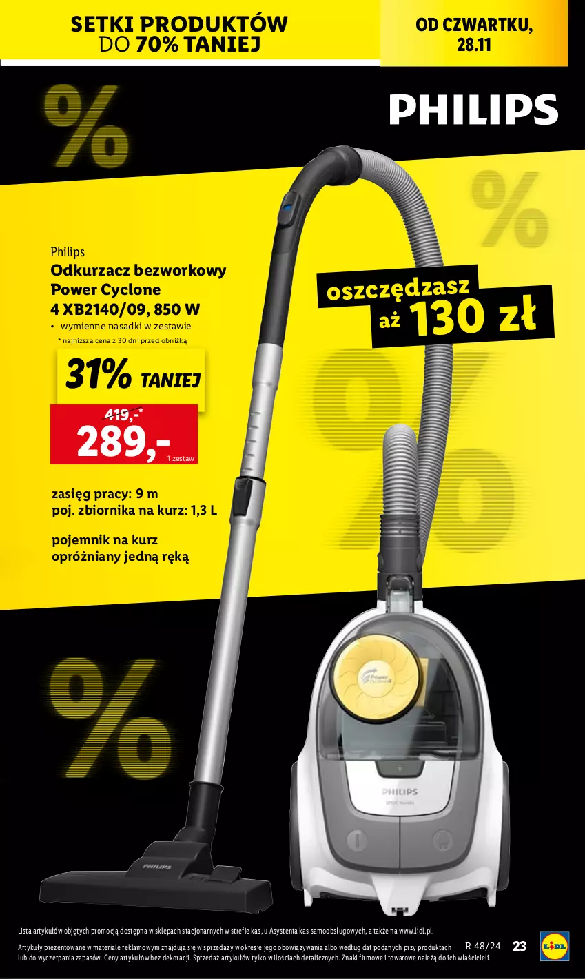 Gazetka promocyjna Lidl - GAZETKA - ważna 25.11 do 30.11.2024 - strona 23 - produkty: Odkurzacz, Philips, Pojemnik