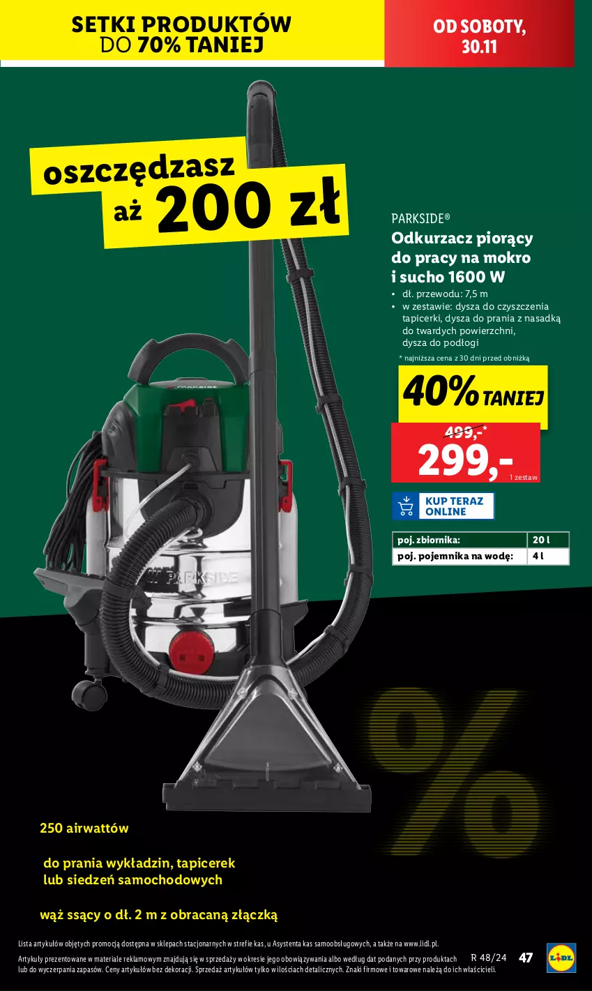 Gazetka promocyjna Lidl - GAZETKA - ważna 25.11 do 30.11.2024 - strona 49 - produkty: Odkurzacz, Parkside, Pojemnik