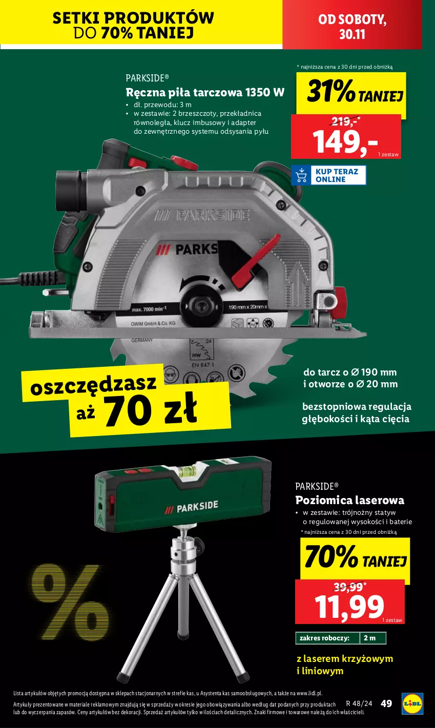 Gazetka promocyjna Lidl - GAZETKA - ważna 25.11 do 30.11.2024 - strona 51 - produkty: Noż, Parkside, Poziomica, Ser, Sok, Top