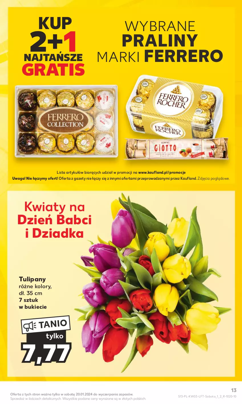 Gazetka promocyjna Kaufland - Gazetka tygodnia - ważna 18.01 do 24.01.2024 - strona 13 - produkty: Ferrero, Gra, Praliny, Tulipan, Waga