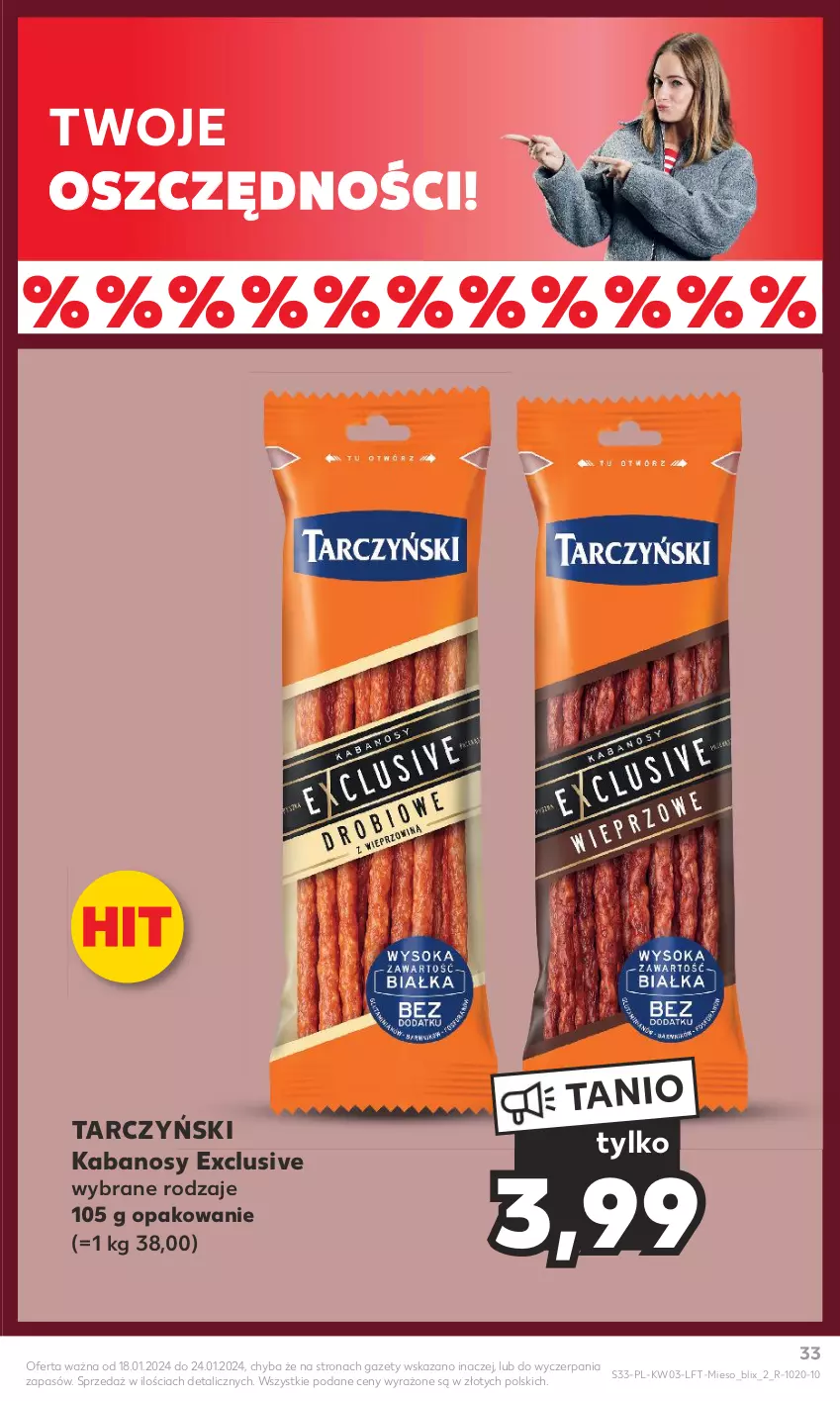 Gazetka promocyjna Kaufland - Gazetka tygodnia - ważna 18.01 do 24.01.2024 - strona 33 - produkty: Kabanos, Tarczyński