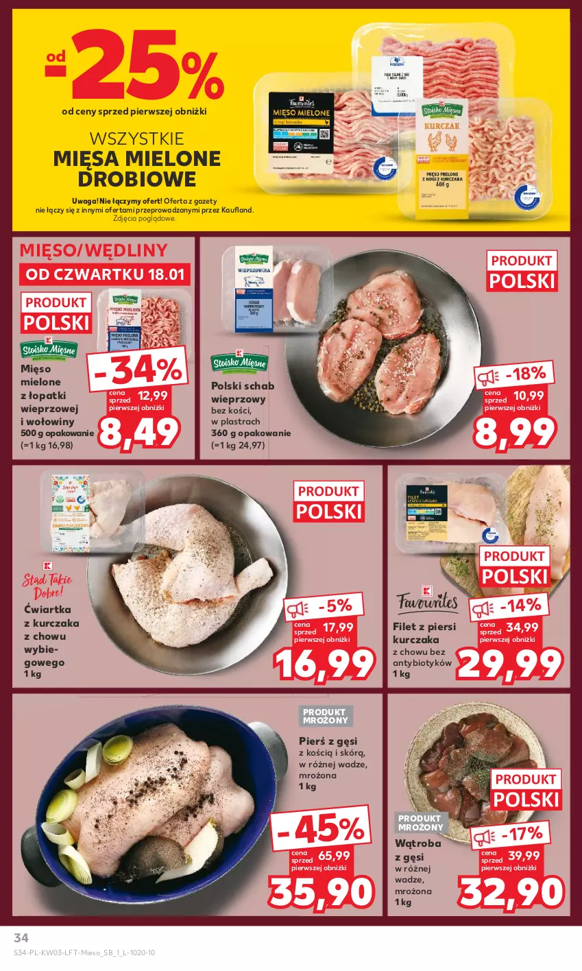 Gazetka promocyjna Kaufland - Gazetka tygodnia - ważna 18.01 do 24.01.2024 - strona 34 - produkty: Filet z piersi kurczaka, Kurczak, Mięso, Mięso mielone, Mięso mielone z łopatki wieprzowej, Schab wieprzowy, Waga