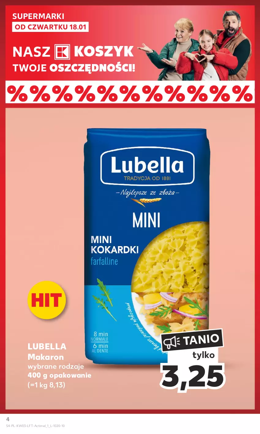 Gazetka promocyjna Kaufland - Gazetka tygodnia - ważna 18.01 do 24.01.2024 - strona 4 - produkty: Actimel, Bell, Bella, Kosz, Lubella, Makaron