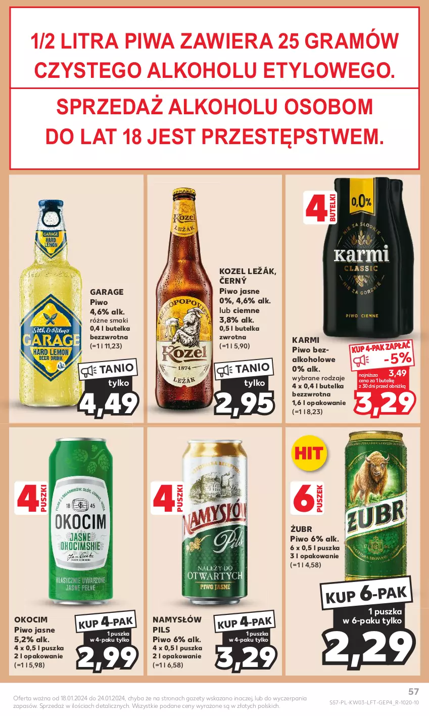 Gazetka promocyjna Kaufland - Gazetka tygodnia - ważna 18.01 do 24.01.2024 - strona 57 - produkty: Gra, Karmi, Koc, Kozel, Namysłów, Okocim, Piwa, Piwo, Piwo jasne