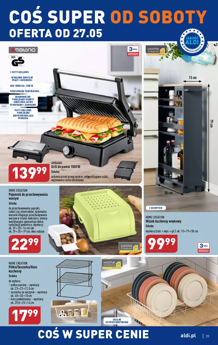 Gazetka promocyjna Aldi - Pełen katalog - ważna 22.05 do 27.05.2023 - strona 39 - produkty: Grill, Kosz, Pojemnik, Pojemnik do przechowywania, Półka, Suszarka, Wózek