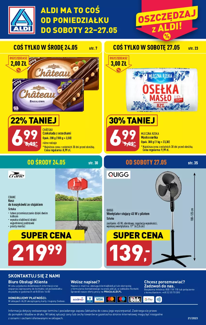 Gazetka promocyjna Aldi - Pełen katalog - ważna 22.05 do 27.05.2023 - strona 40 - produkty: Biuro, Czekolada, Kosz, Masło, Mleczna Rzeka, O nas, Por, Silan, Sok, Stojak