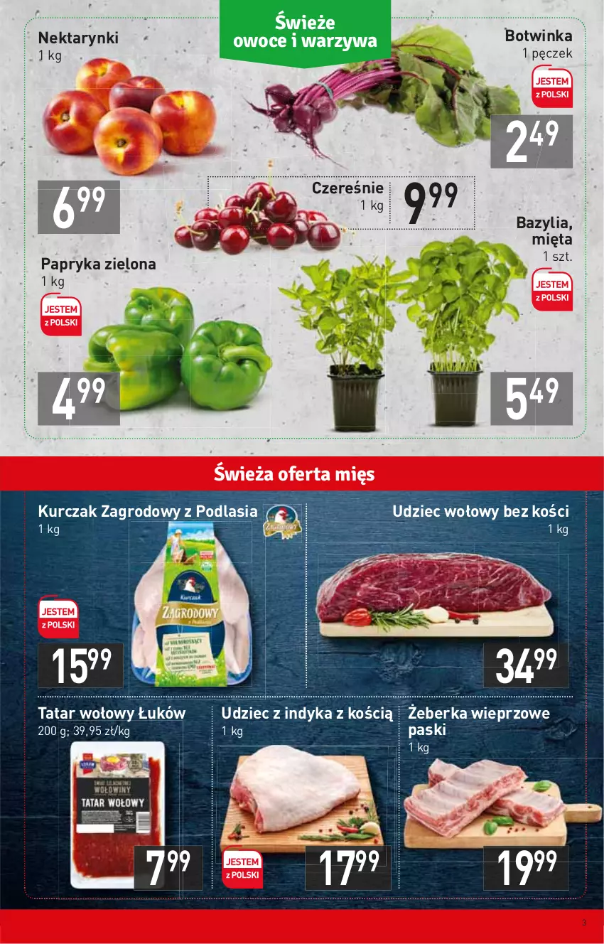 Gazetka promocyjna Stokrotka - Market - ważna 07.07 do 13.07.2022 - strona 3 - produkty: Bazyl, Bazylia, Inka, Kurczak, Mięta, Nektar, Papryka, Tatar wołowy, Udziec wołowy, Udziec z indyka