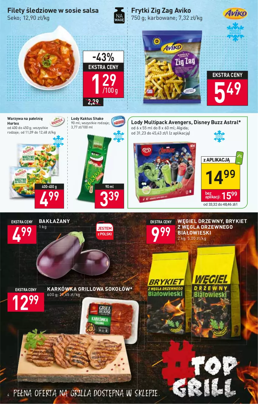 Gazetka promocyjna Stokrotka - Market - ważna 07.07 do 13.07.2022 - strona 4 - produkty: Algida, Avengers, Disney, Frytki, Grill, Hortex, Kaktus, LG, Lody, Salsa, SEKO, Sok, Sokołów, Sos, Warzywa, Węgiel drzewny