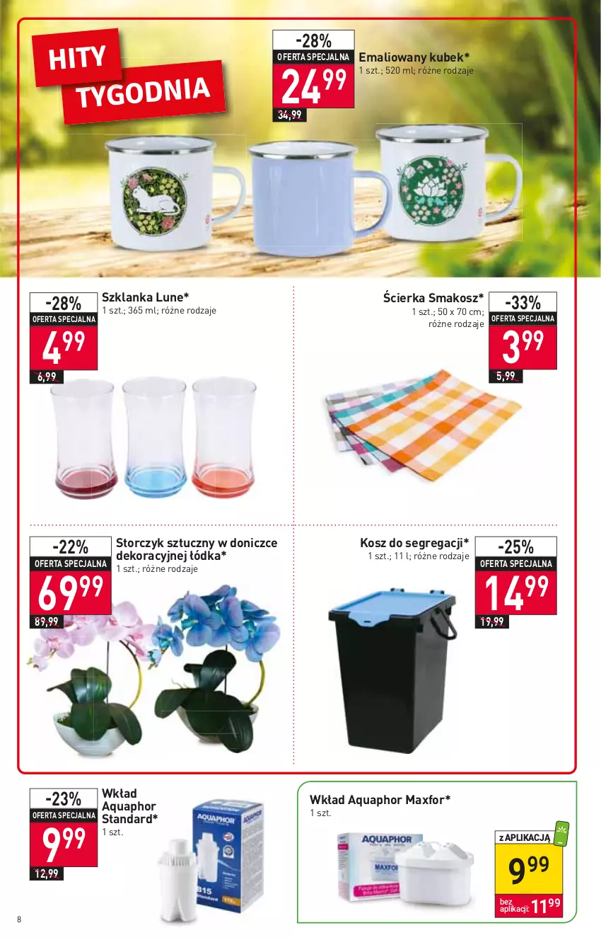 Gazetka promocyjna Stokrotka - Market - ważna 07.07 do 13.07.2022 - strona 8 - produkty: Aquaphor, Kosz, Kubek, Storczyk, Szklanka