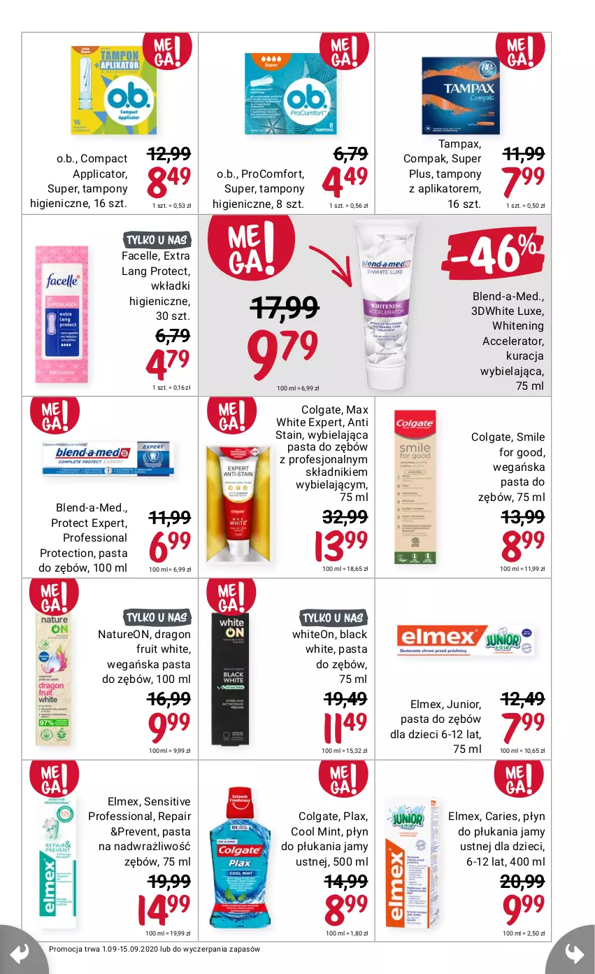 Gazetka promocyjna Rossmann - 1 Września - ważna 01.09 do 15.09.2021 - strona 17 - produkty: Blend-a-Med, Colgate, Dzieci, Elmex, Fa, Facelle, Lack, LG, O.B., Pax, Tampax, Tampony