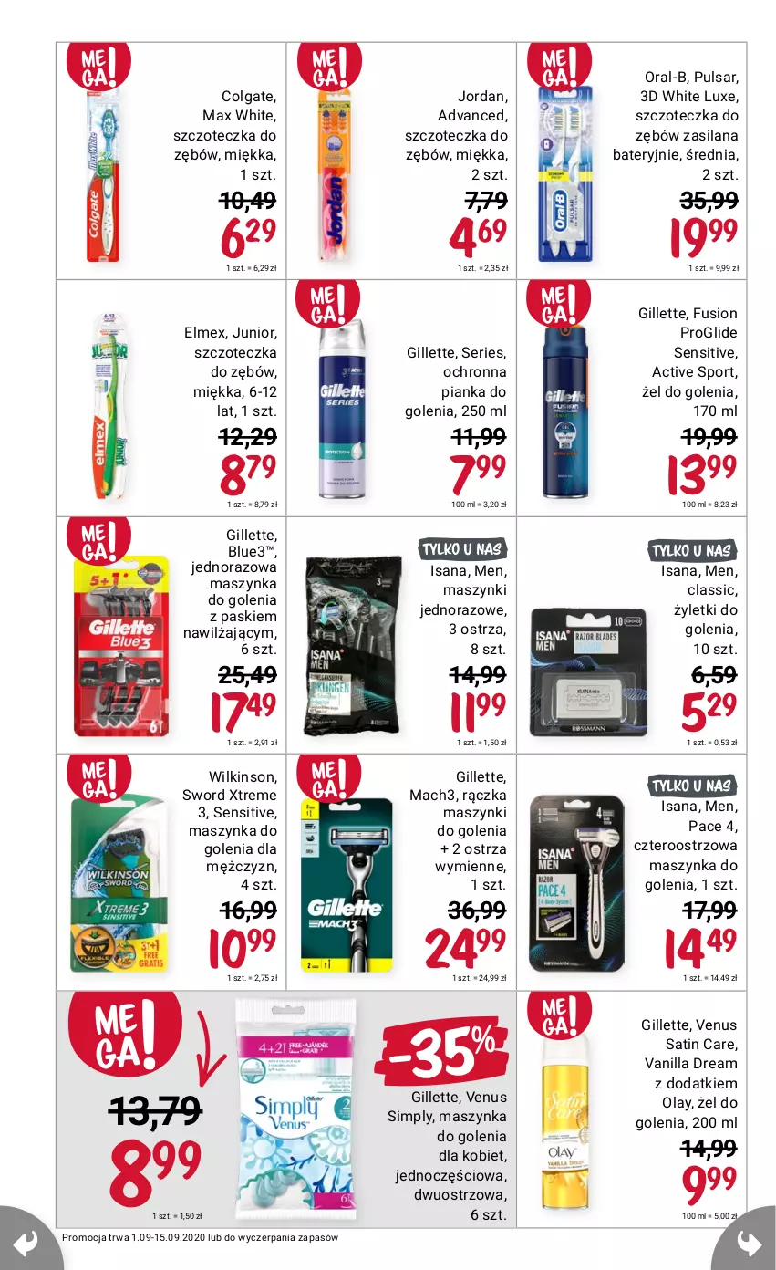 Gazetka promocyjna Rossmann - 1 Września - ważna 01.09 do 15.09.2021 - strona 18 - produkty: Colgate, Fusion, Gillette, Isana, LG, Por, Sati, Ser, Sport, Szczoteczka, Venus