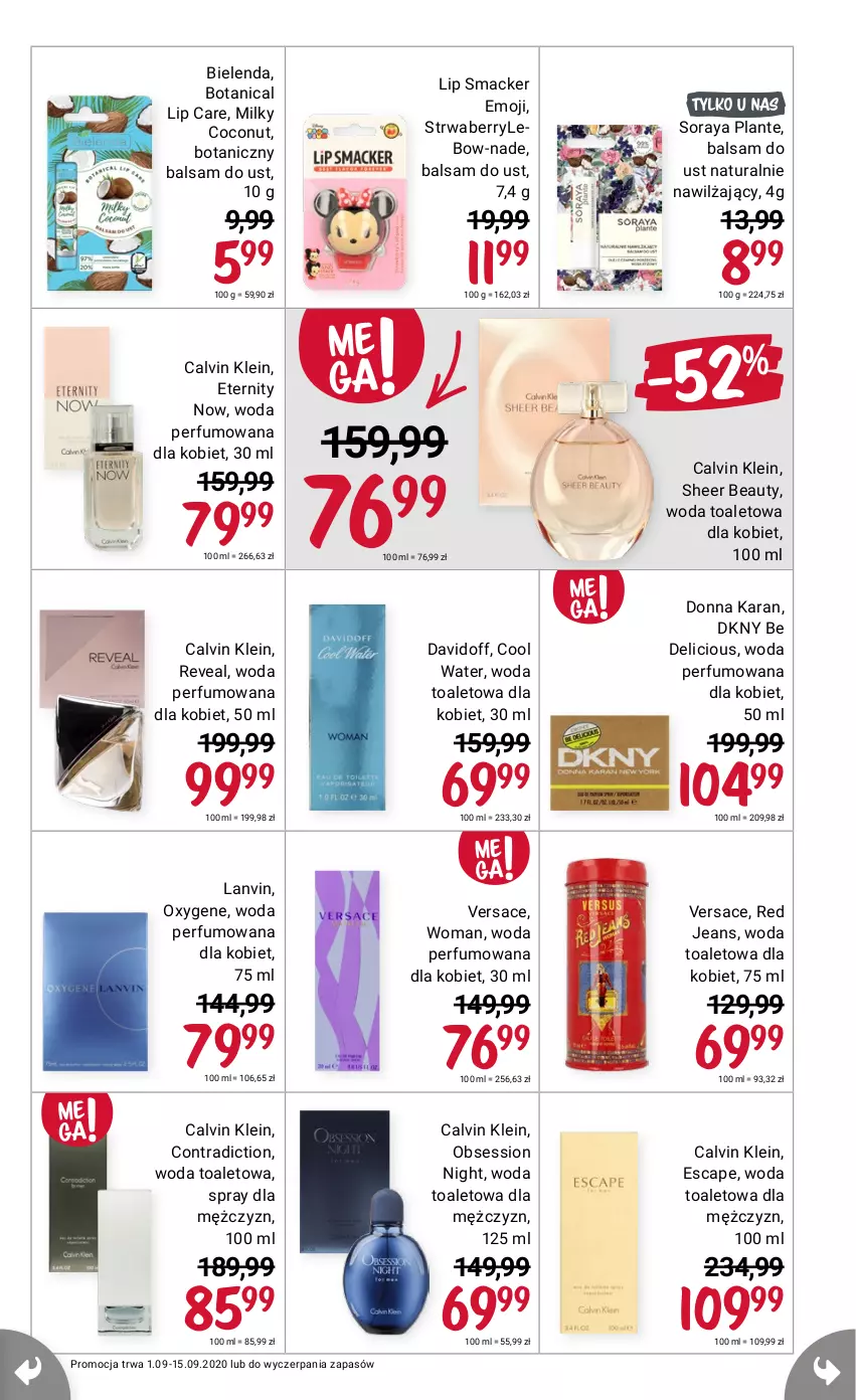 Gazetka promocyjna Rossmann - 1 Września - ważna 01.09 do 15.09.2021 - strona 9 - produkty: Balsam do ust, Bielenda, Calvin Klein, Davidoff, DKNY, Lanvin, SESSIO, Versace, Woda, Woda toaletowa