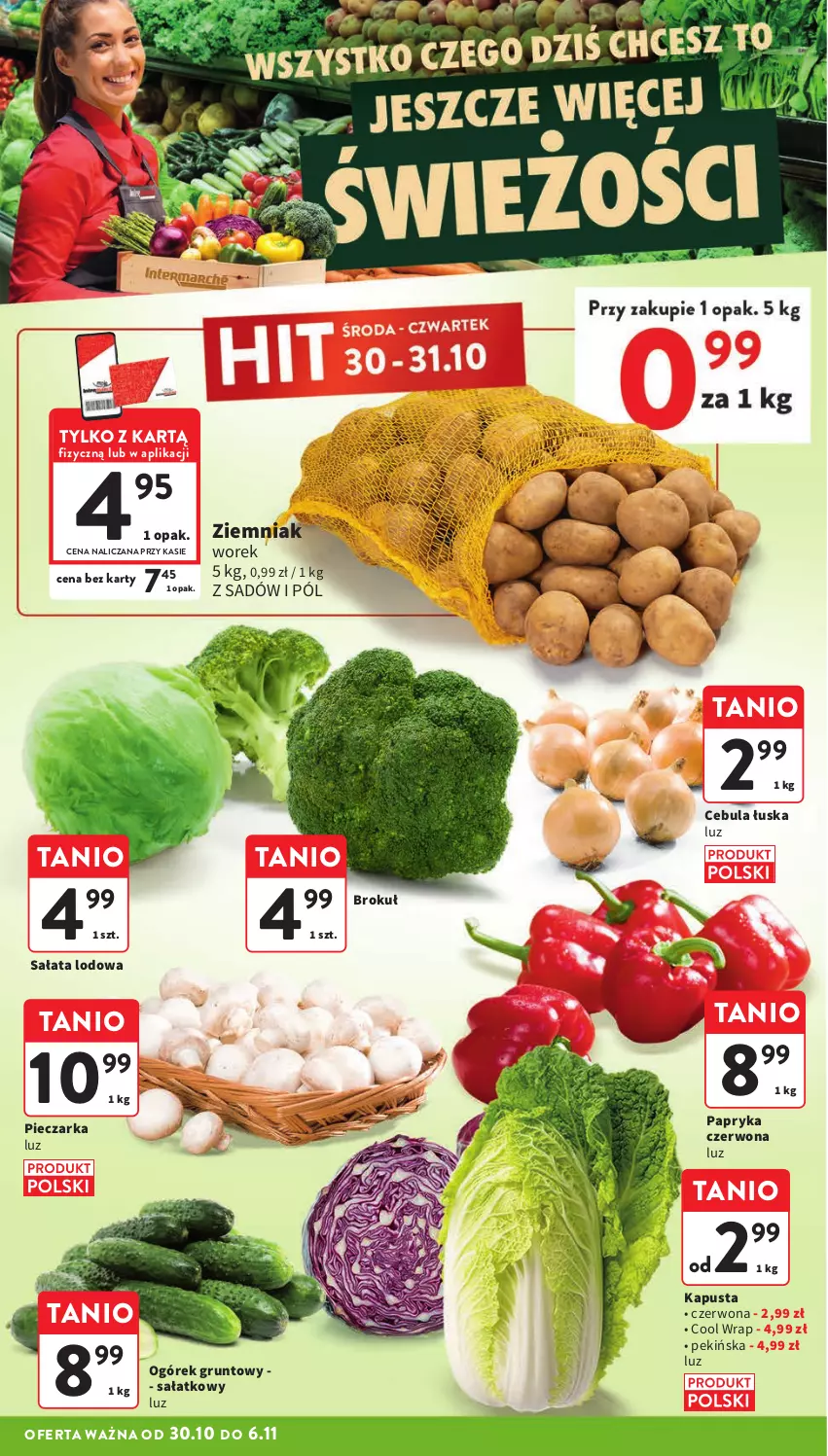 Gazetka promocyjna Intermarche - Gazetka Intermarche - ważna 30.10 do 06.11.2024 - strona 10 - produkty: Cebula, Grunt, Ogórek, Papryka, Papryka czerwona, Piec, Pieczarka, Sałat, Sałata lodowa