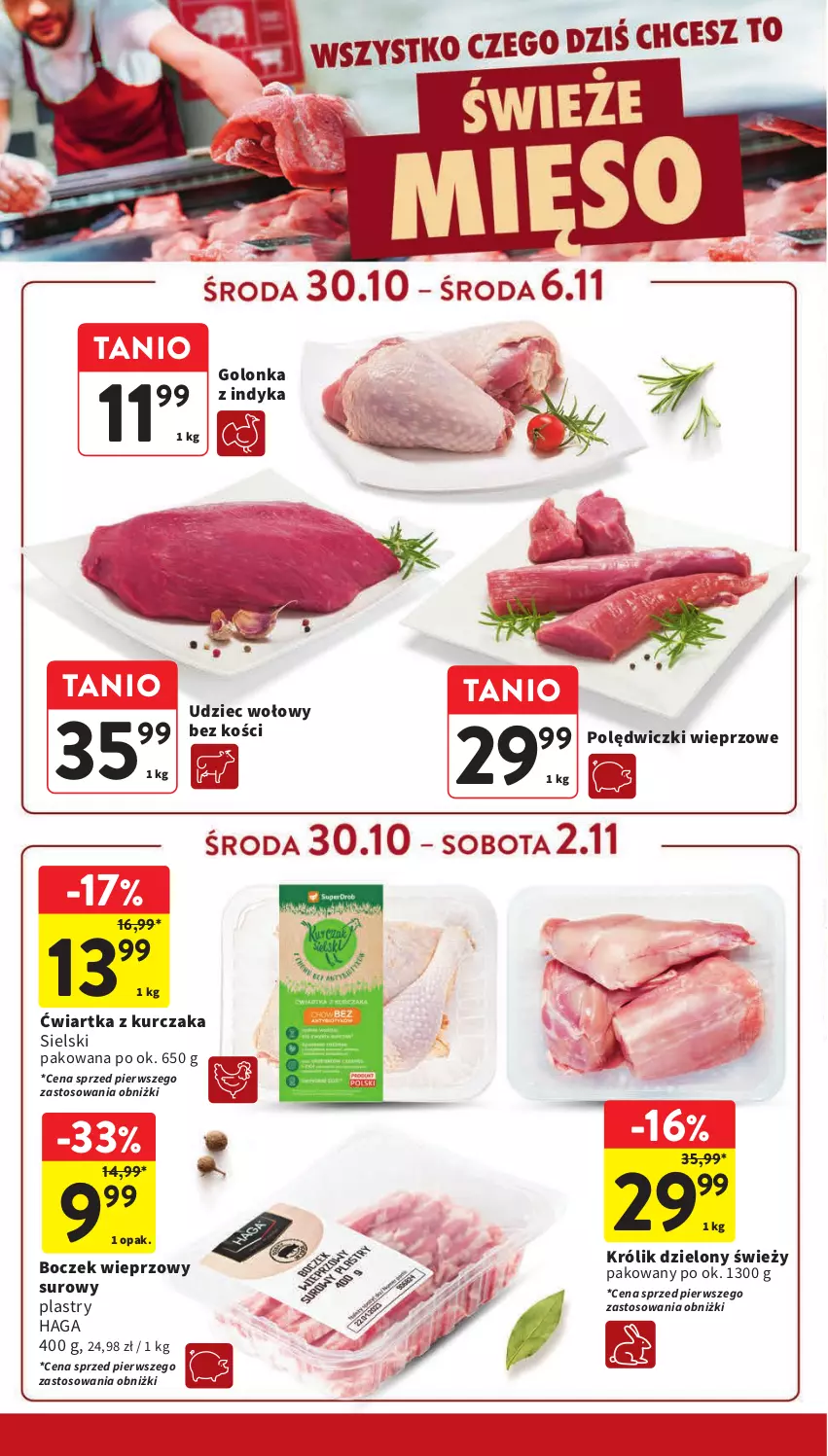 Gazetka promocyjna Intermarche - Gazetka Intermarche - ważna 30.10 do 06.11.2024 - strona 14 - produkty: Boczek, Boczek wieprzowy, Golonka z indyka, Królik, Kurczak, Udziec wołowy