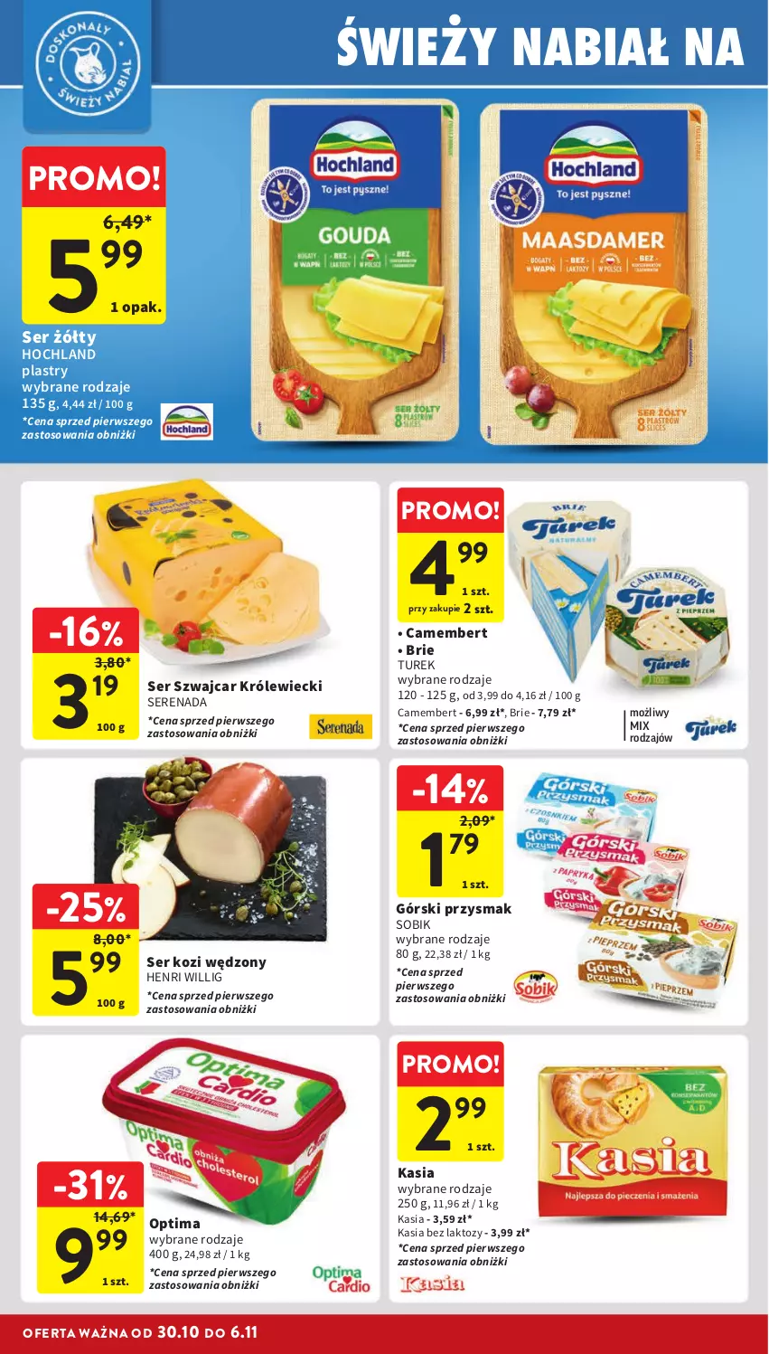 Gazetka promocyjna Intermarche - Gazetka Intermarche - ważna 30.10 do 06.11.2024 - strona 20 - produkty: Brie, Camembert, Hochland, Kasia, Optima, Ser, Ser kozi