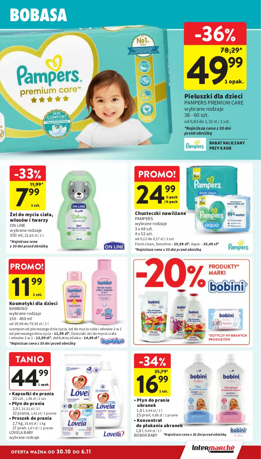 Gazetka promocyjna Intermarche - Gazetka Intermarche - ważna 30.10 do 06.11.2024 - strona 35 - produkty: Chusteczki, Dzieci, Kapsułki do prania, Kosmetyki dla dzieci, Lovela, Pampers, Płyn do prania, Proszek do prania, Szampon