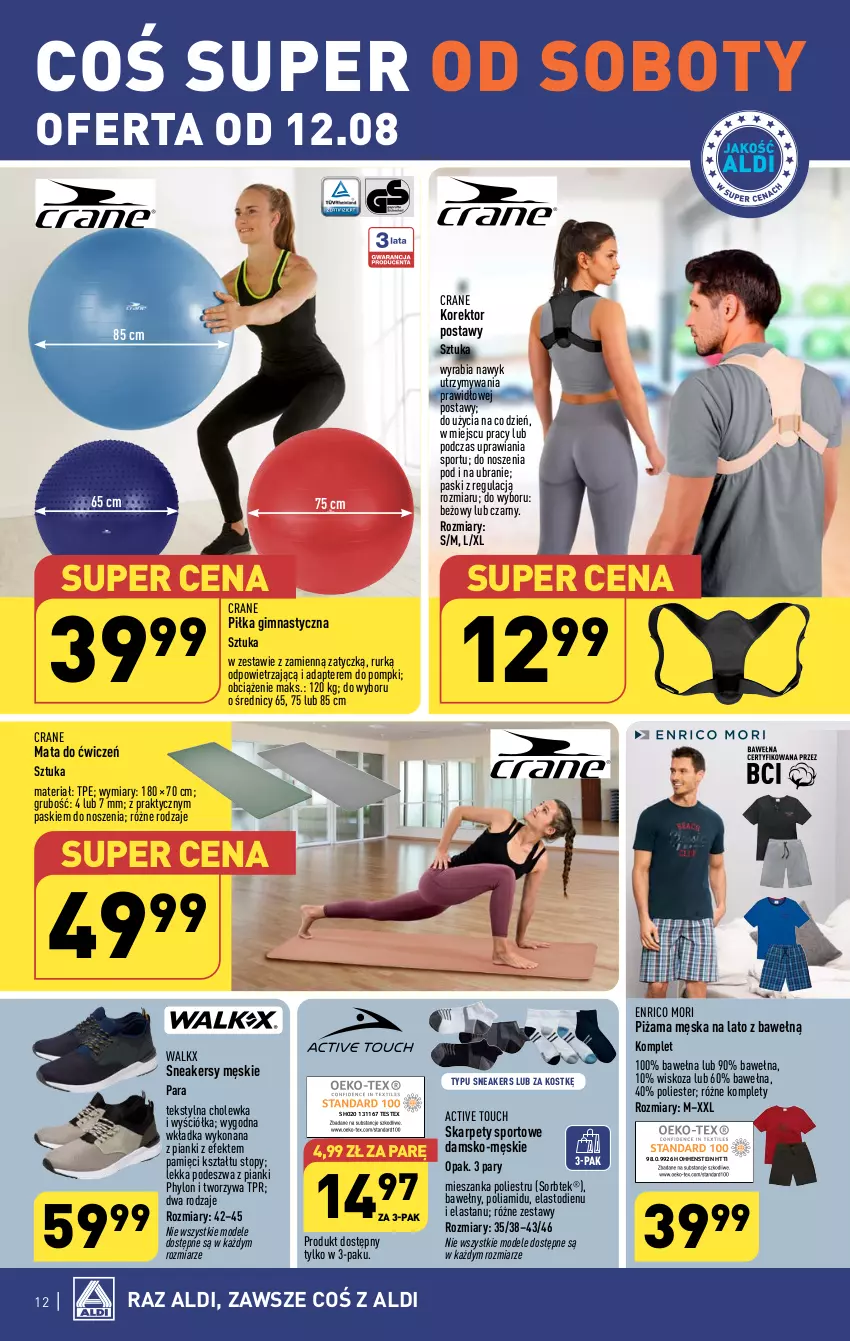 Gazetka promocyjna Aldi - Artykuły przemysłowe i tekstylia - ważna 09.08 do 12.08.2023 - strona 12 - produkty: Karp, Piżama, Por, Sneakersy, Sport, Top, Wełna