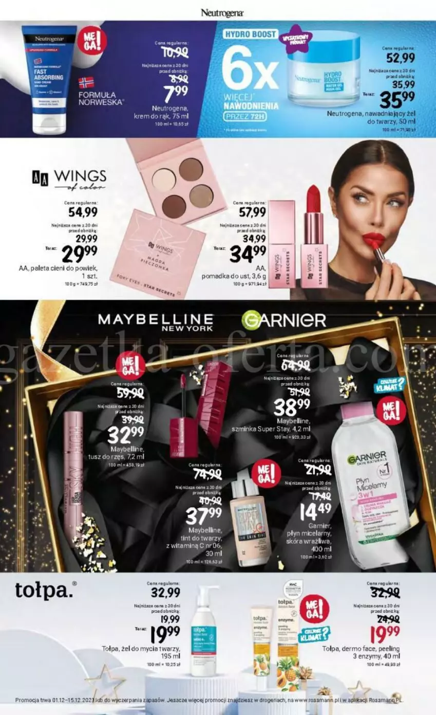 Gazetka promocyjna Rossmann - ważna 01.12 do 15.12.2023 - strona 14 - produkty: Acer, Bell, Fa, Garnier, Inka, Maybelline, Neutrogena, Paleta, Peeling, Płyn micelarny, Szminka, Tołpa