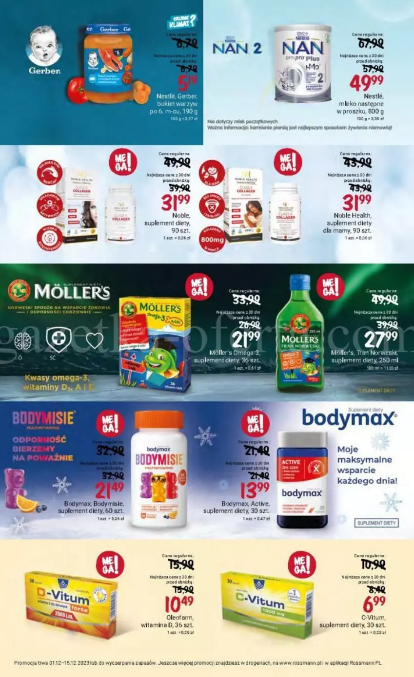 Gazetka promocyjna Rossmann - ważna 01.12 do 15.12.2023 - strona 21 - produkty: Body, Bodymax, Fa, Gerber, Mleko, O nas, Oleo, Oleofarm, Omega-3, Suplement diety, Tran