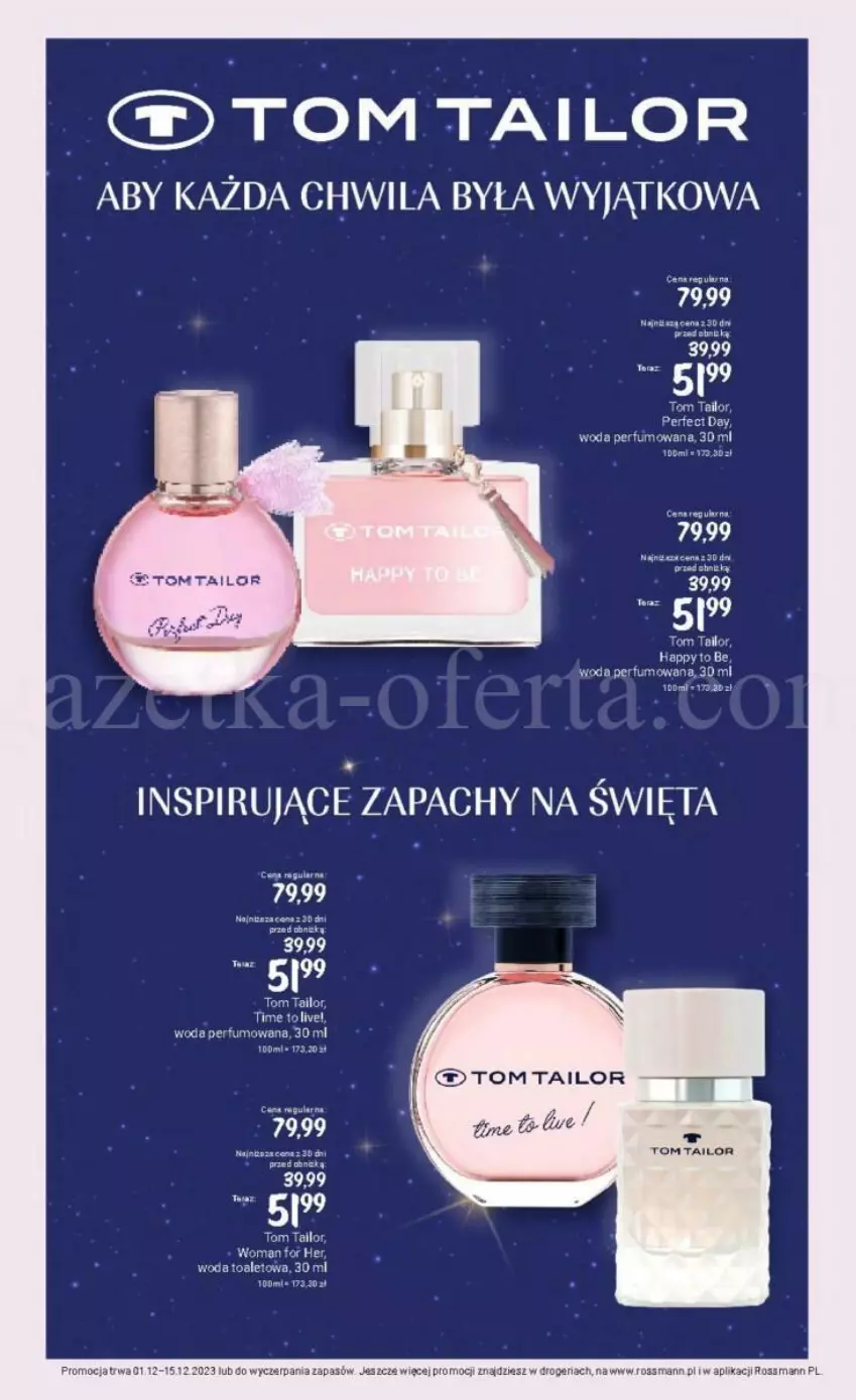 Gazetka promocyjna Rossmann - ważna 01.12 do 15.12.2023 - strona 37 - produkty: AEG, Perfum, Tom Tailor, Woda, Woda perfumowana, Woda toaletowa