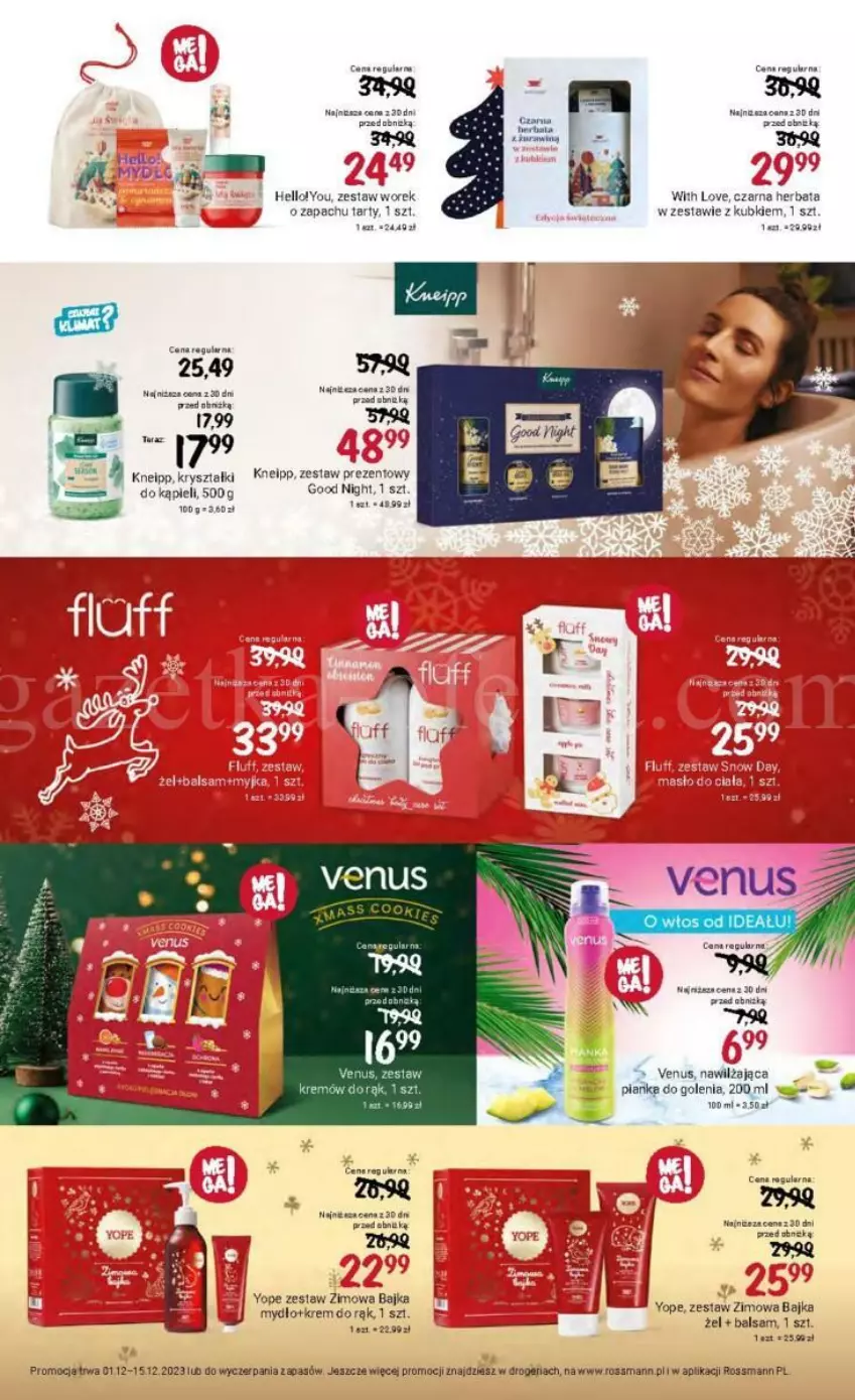 Gazetka promocyjna Rossmann - ważna 01.12 do 15.12.2023 - strona 39 - produkty: Herbata, Kneipp, Krem do rąk, Mydło, Pianka do golenia, Venus, Yope, Zestaw prezentowy