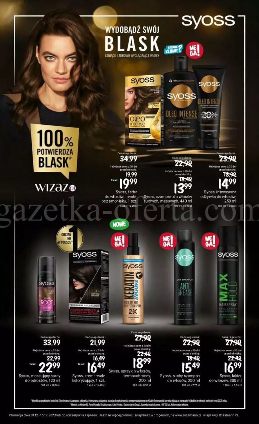 Gazetka promocyjna Rossmann - ważna 01.12 do 15.12.2023 - strona 4 - produkty: Fa, Kakao, Lakier, Lakier do włosów, Odżywka, Suchy szampon, Syoss, Szampon