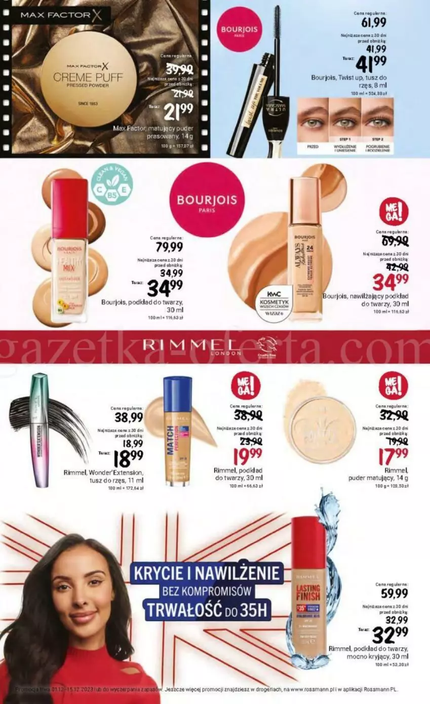 Gazetka promocyjna Rossmann - ważna 01.12 do 15.12.2023 - strona 43 - produkty: Bourjois, Fa, Max Factor, Podkład, Podkład do twarzy, Puder, Puf, Tusz