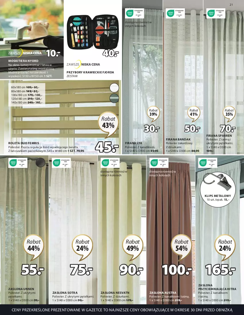 Gazetka promocyjna Jysk - Oferta tygodnia - ważna 26.07 do 29.08.2023 - strona 22 - produkty: Firana, Okno, Przybory krawieckie, Roleta, Sok, Zasłona