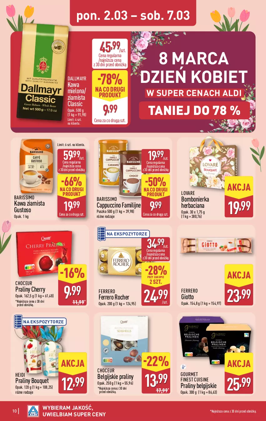 Gazetka promocyjna Aldi - Oferta weekendowa - ważna 05.03 do 07.03.2026 - strona 10 - produkty: Cappuccino, Dallmayr, Fa, Ferrero, Ferrero Rocher, Kawa, Kawa mielona, Kawa ziarnista, LG, Praliny