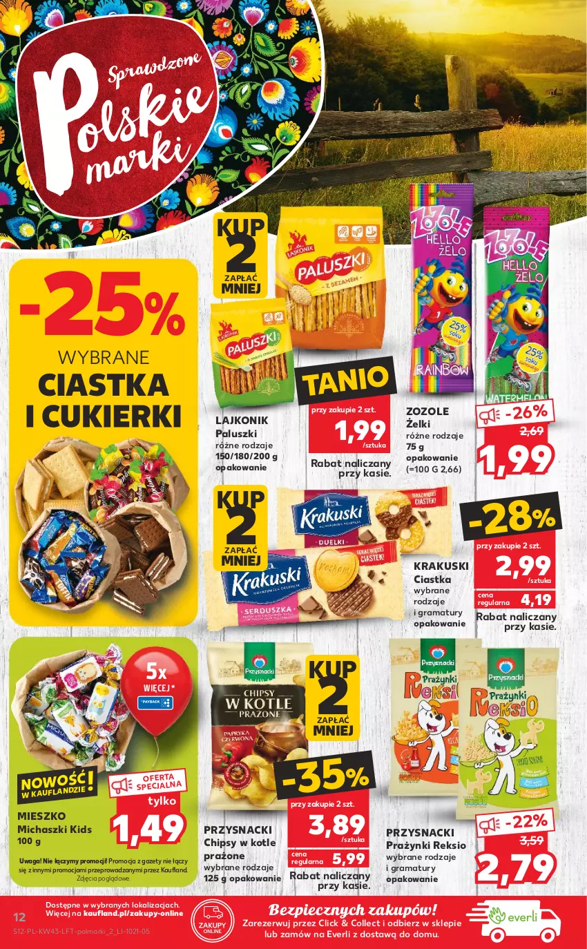 Gazetka promocyjna Kaufland - OFERTA TYGODNIA - ważna 28.10 do 03.11.2021 - strona 12 - produkty: Chipsy, Ciastka, Cukier, Cukierki, Gra, Krakus, Krakuski, Lajkonik, Olma, Piec, Przysnacki, Rama, Waga