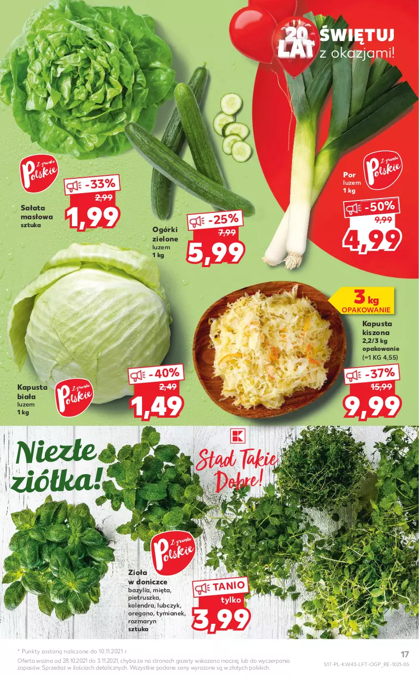 Gazetka promocyjna Kaufland - OFERTA TYGODNIA - ważna 28.10 do 03.11.2021 - strona 17 - produkty: Bazyl, Bazylia, Kolendra, Masło, Mięta, Pietruszka, Por, Sałat, Sałata masłowa, Zioła w doniczce