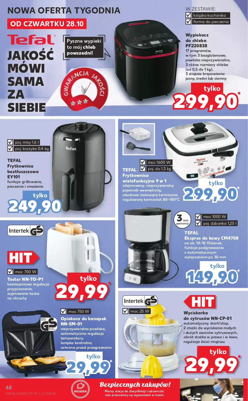 Gazetka promocyjna Kaufland - OFERTA TYGODNIA - ważna 28.10 do 03.11.2021 - strona 48 - produkty: Chleb, Fa, Forma do pieczenia, Gra, Grill, Kosz, Książka, Opiekacz do kanapek, Piec, Pojemnik, Tefal, Termos, Top, Toster, Wyciskarka