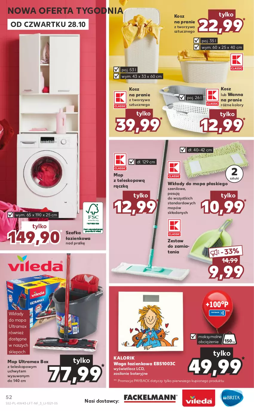 Gazetka promocyjna Kaufland - OFERTA TYGODNIA - ważna 28.10 do 03.11.2021 - strona 52 - produkty: Kosz, Mop, Rama, Silan, Szafka, Szafka łazienkowa, Teleskop, Waga, Waga łazienkowa, Wanna