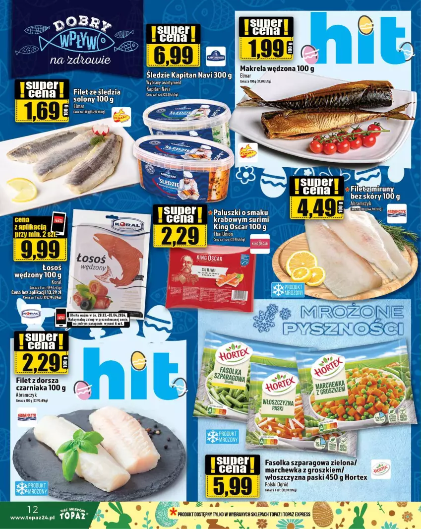 Gazetka promocyjna Topaz - Gazetka - ważna 28.03 do 03.04.2024 - strona 12 - produkty: Dorsz, Fa, Hortex, Marchewka, Ogród, Top