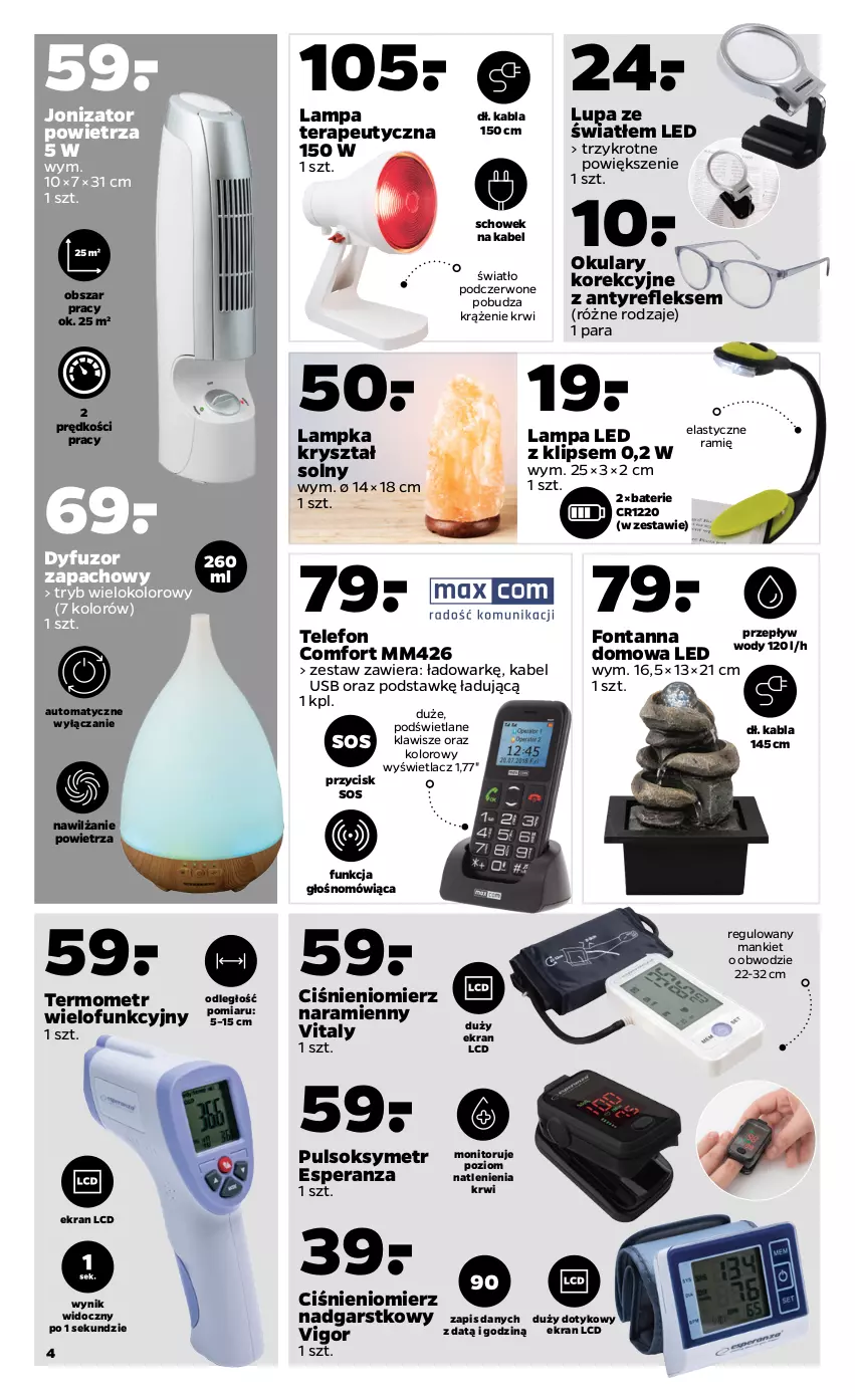 Gazetka promocyjna Netto - Gazetka non food - ważna 17.01 do 22.01.2022 - strona 4 - produkty: Ciśnieniomierz, Dyfuzor zapachowy, Kabel USB, Lampa, Lampa LED, Monitor, Pulsoksymetr, Sok, Sos, Telefon, Tera, Termometr