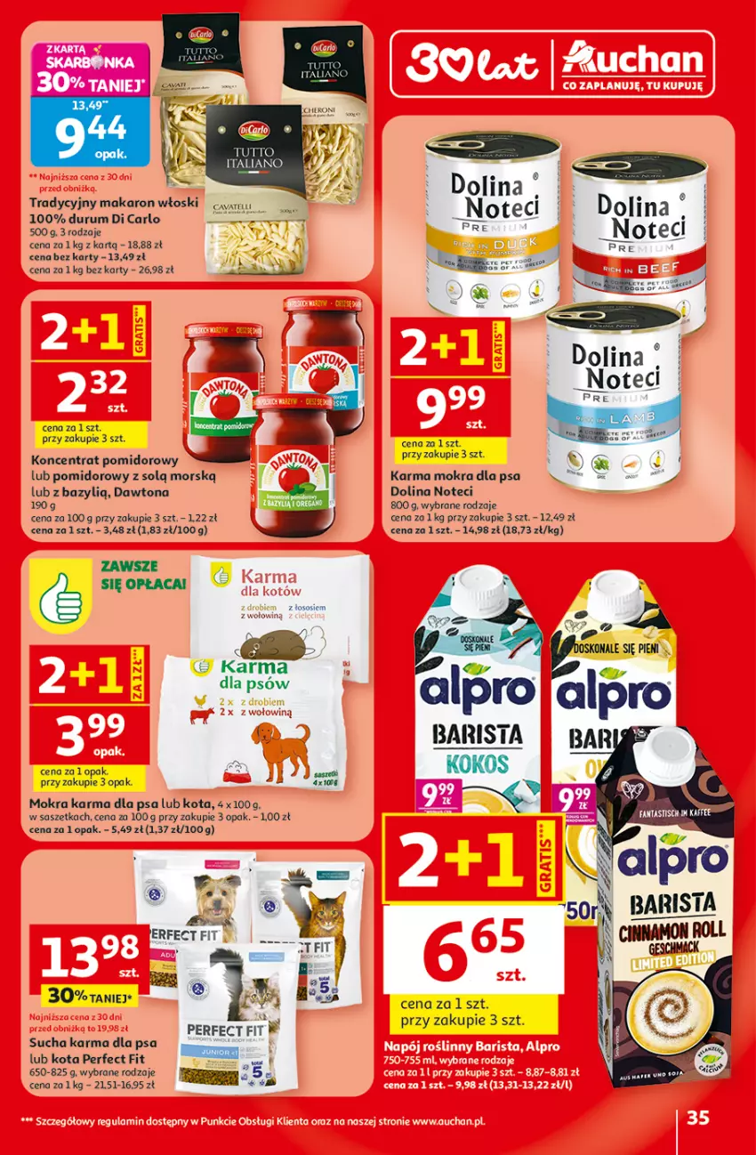 Gazetka promocyjna Auchan - Gazetka 30 Lat Hipermarket Auchan - ważna 29.04 do 06.05.2026 - strona 35 - produkty: Bazyl, Dawtona, Kokos, Koncentrat pomidorowy, Makaron, Mokra karma, Rum, Sos, Sucha karma
