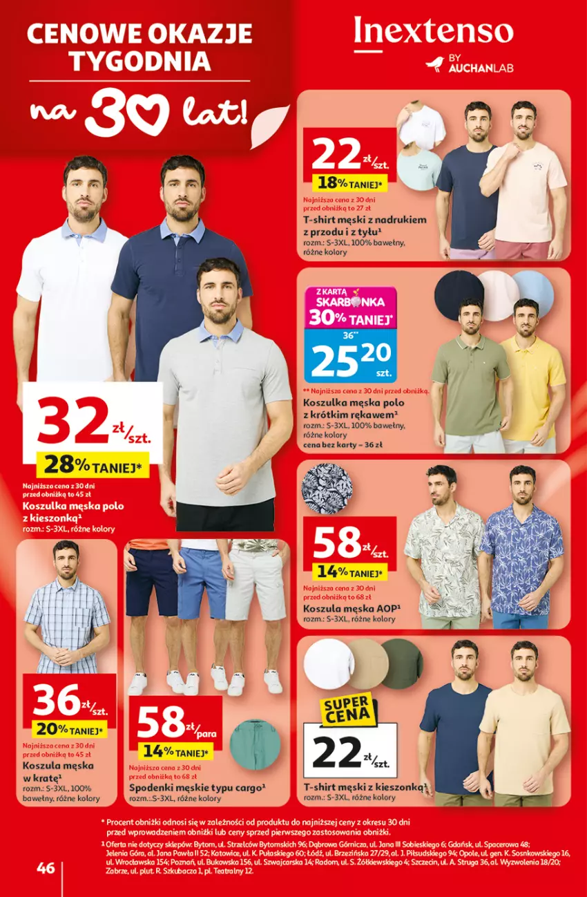 Gazetka promocyjna Auchan - Gazetka 30 Lat Hipermarket Auchan - ważna 29.04 do 06.05.2026 - strona 46 - produkty: Kosz, Koszula, Koszulka, T-shirt