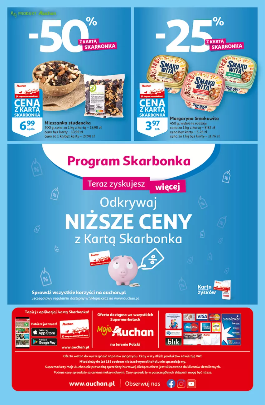 Gazetka promocyjna Auchan - Tygodniowe przeNISKIE CENY 08.09 Moje Auchan - ważna 15.09 do 21.09.2022 - strona 4 - produkty: Gra, Margaryna, Mieszanka studencka, Ser, Smakowita, Tera