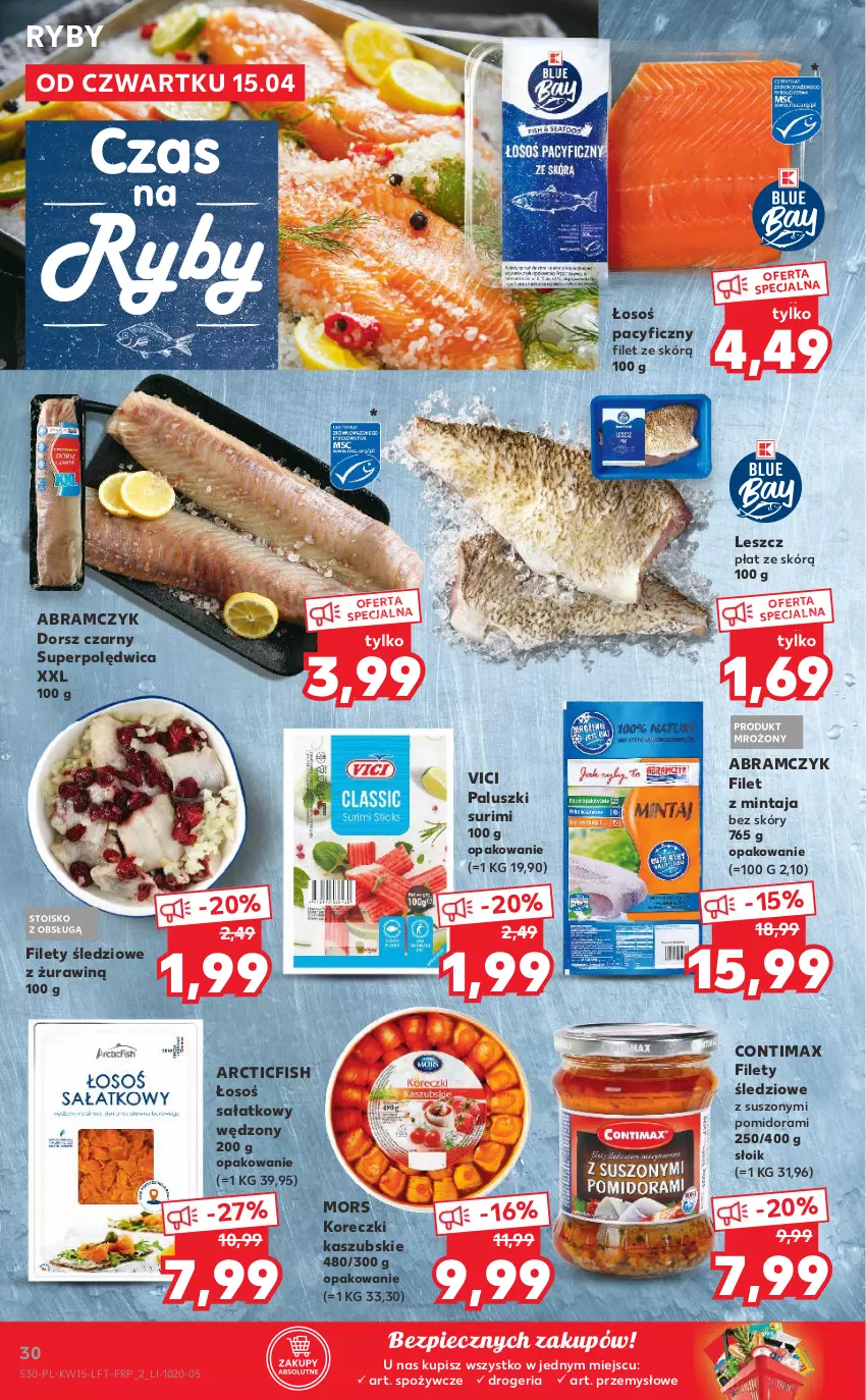 Gazetka promocyjna Kaufland - OFERTA TYGODNIA - ważna 15.04 do 21.04.2021 - strona 30 - produkty: Dorsz, Filet z mintaja, Koreczki kaszubskie, Mintaj, Piec, Polędwica, Sałat, Surimi