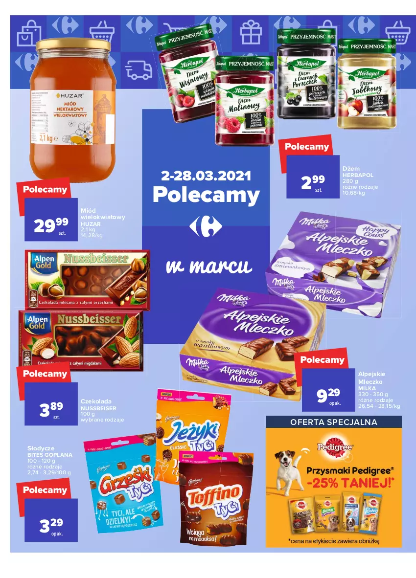 Gazetka promocyjna Carrefour - Gazetka Market - ważna 01.03 do 13.03.2021 - strona 16 - produkty: Czekolada, Dżem, Goplana, Herbapol, LANA, Milka, Miód, Mleczko, Ser