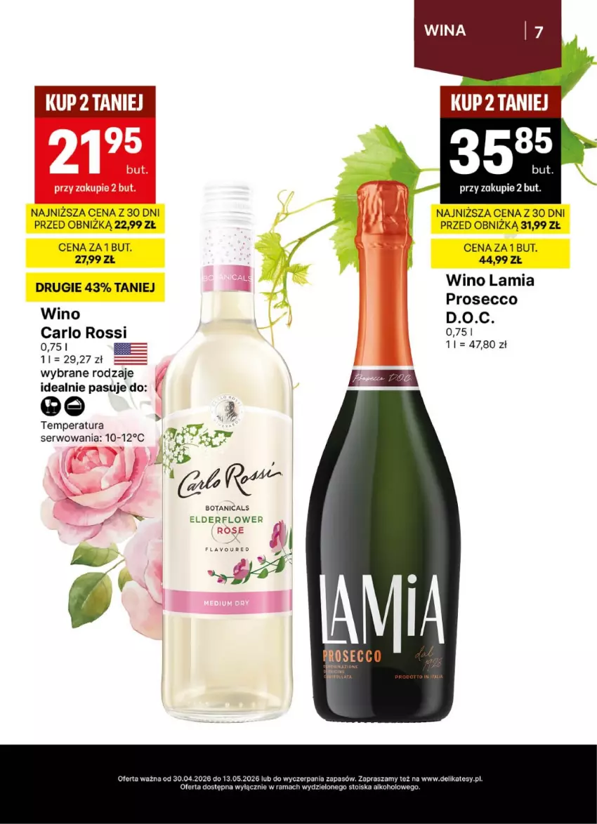 Gazetka promocyjna Delikatesy Centrum - Delibarek DC18-DC19 - ważna 30.04 do 13.05.2026 - strona 7 - produkty: Carlo Rossi, Fa, Prosecco, Rama, Ser, Wino