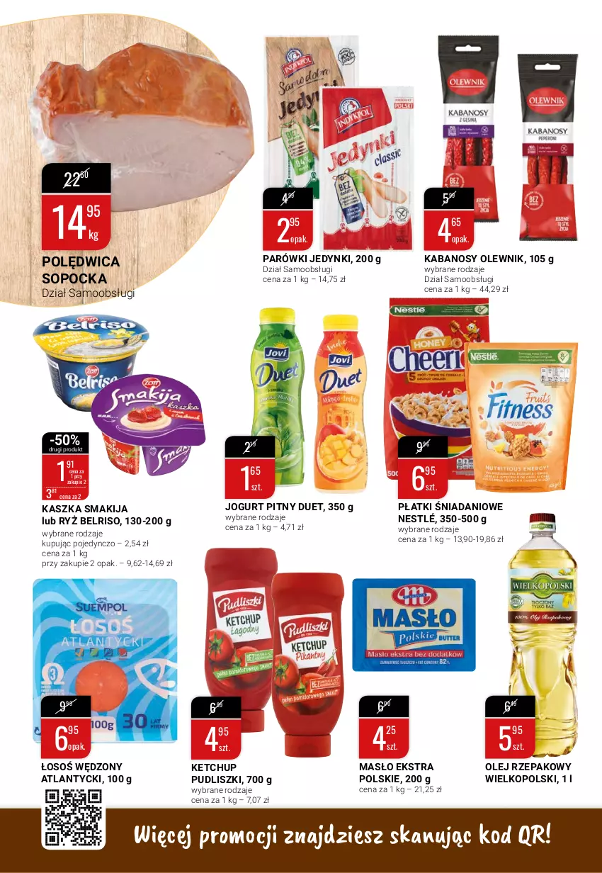 Gazetka promocyjna Bi1 - W sieci dobrych cen - ważna 29.09 do 05.10.2021 - strona 4 - produkty: Belriso, Danio, Jogurt, Jogurt pitny, Kabanos, Ketchup, Masło, Nestlé, Olej, Olej rzepakowy, Olewnik, Parówki, Polędwica, Pudliszki, Ryż, Smakija