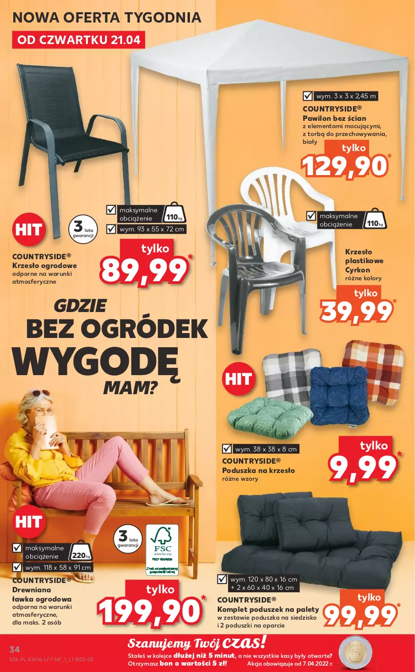 Gazetka promocyjna Kaufland - OFERTA TYGODNIA - ważna 21.04 do 26.04.2022 - strona 34 - produkty: Krzesło, Krzesło ogrodowe, Ogród, Olej, Poduszka, Por, Siedzisko