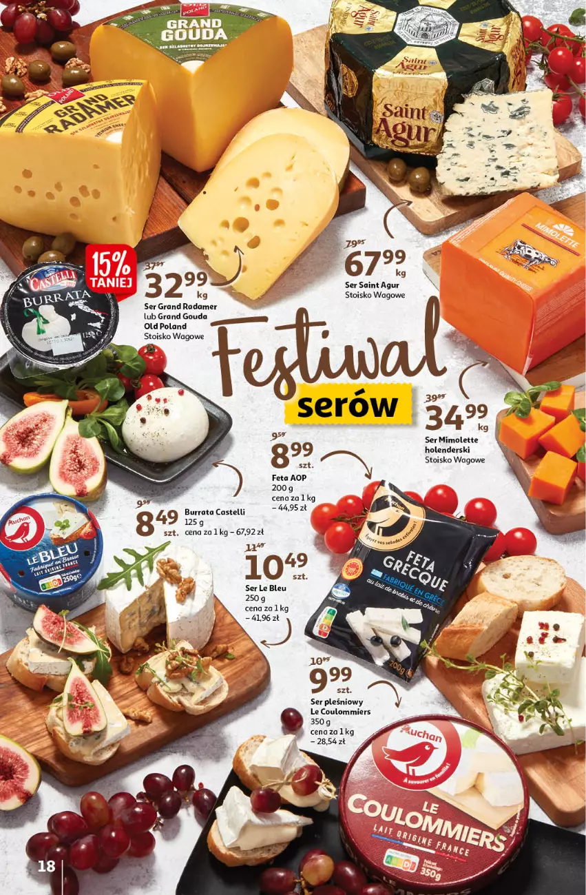 Gazetka promocyjna Auchan - przeNISKIE CENY na przebojowe marki Hipermarkety - ważna 10.02 do 16.02.2022 - strona 18 - produkty: Burrata, Feta, Gouda, Gra, Mimolette, Ser, Ser pleśniowy